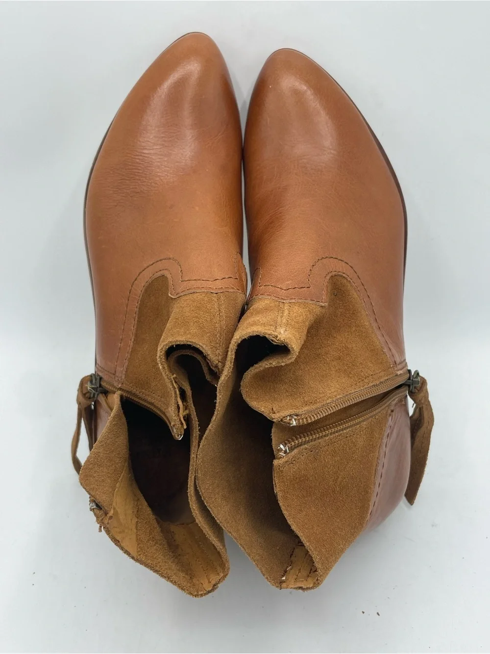Frye & Co. “Rubie” Leather Suede Leather Ankle Boots